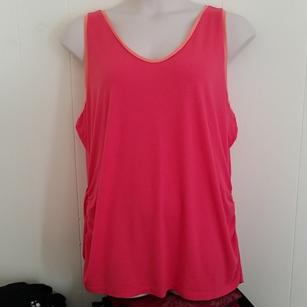2 plus size tops - tank top in coral by a.n.a and t-shirt in blue by Port and Co - Picture 1 of 7